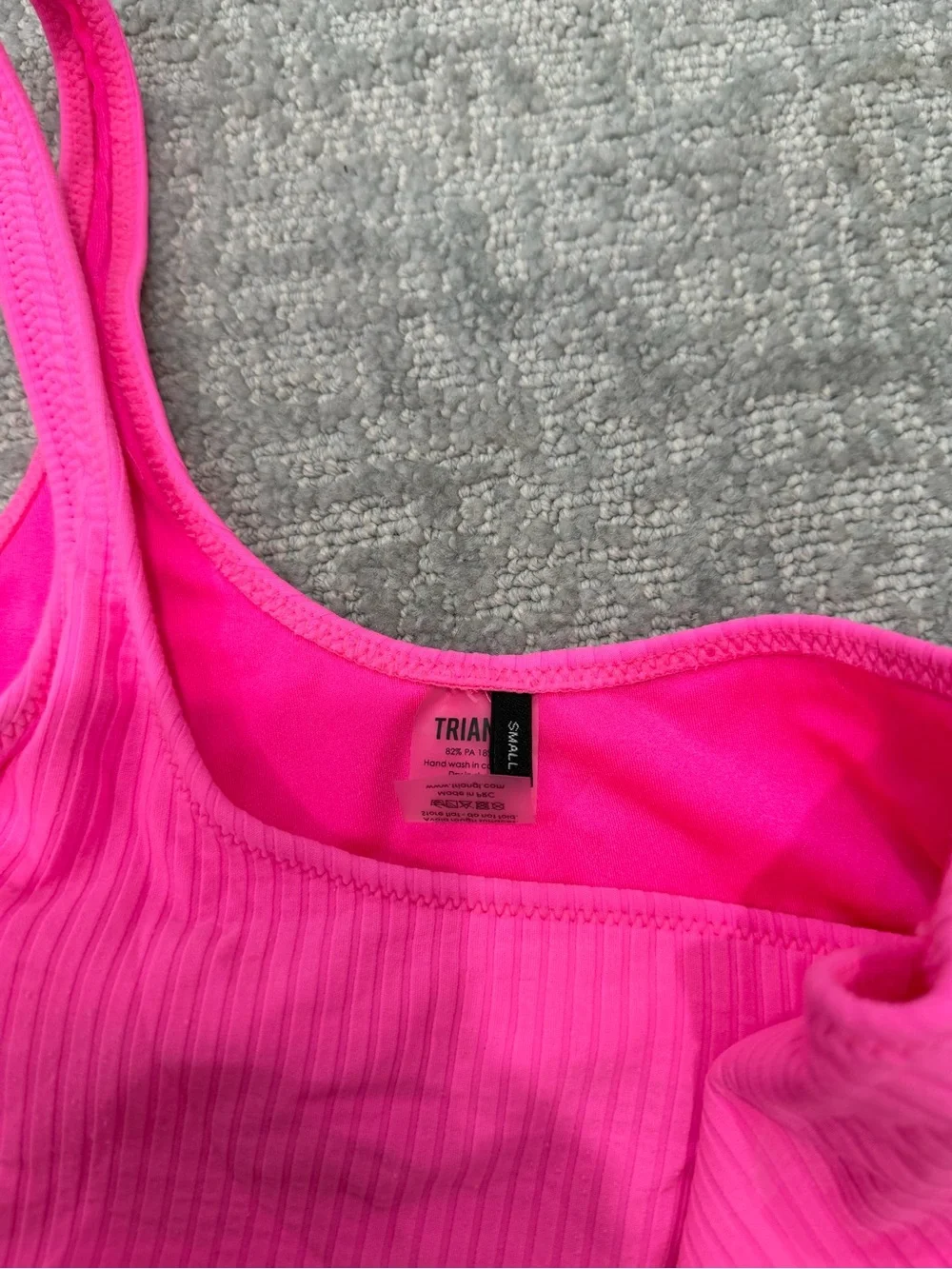 triangl swimwear Hot Pink Ribbed One-Shoulder Bikini Set with Pouch